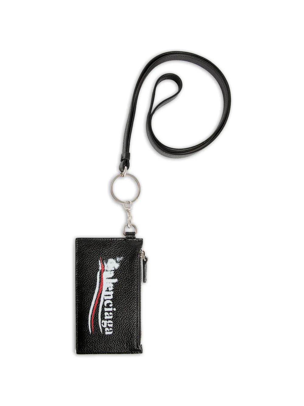 Balenciaga logo-print cardholder keyring - Nero