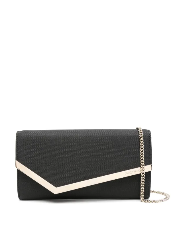 Jimmy Choo Mini Emmie Glitter Clutch Bag | Black | FARFETCH