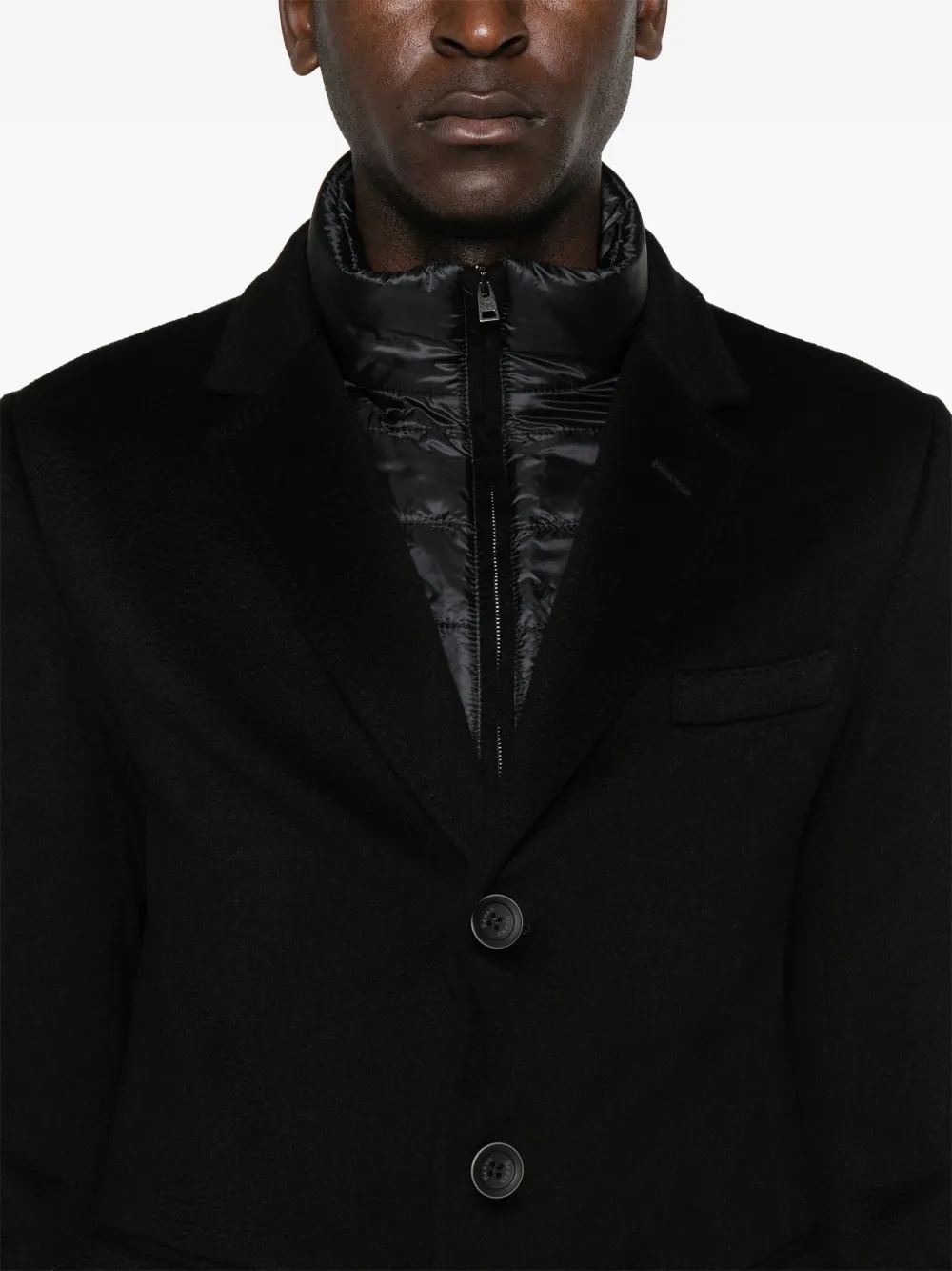 Herno Layered Single-breasted Coat In Black