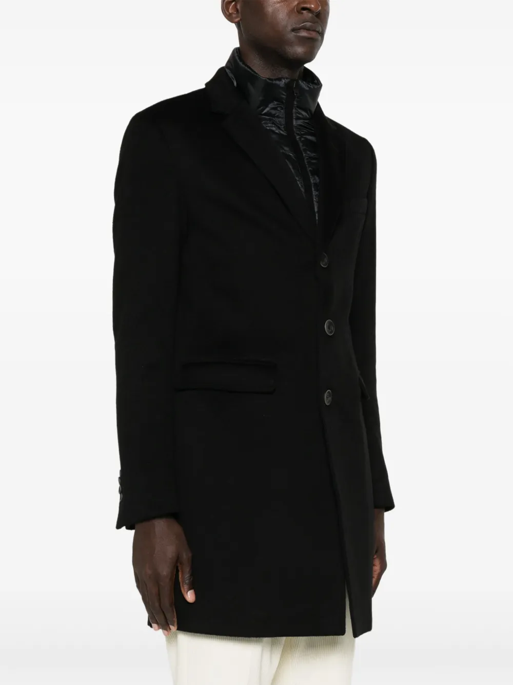 Herno Layered Single-breasted Coat In Black