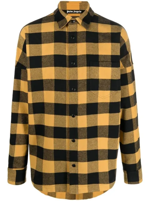Palm Angels checked logo-print shirt