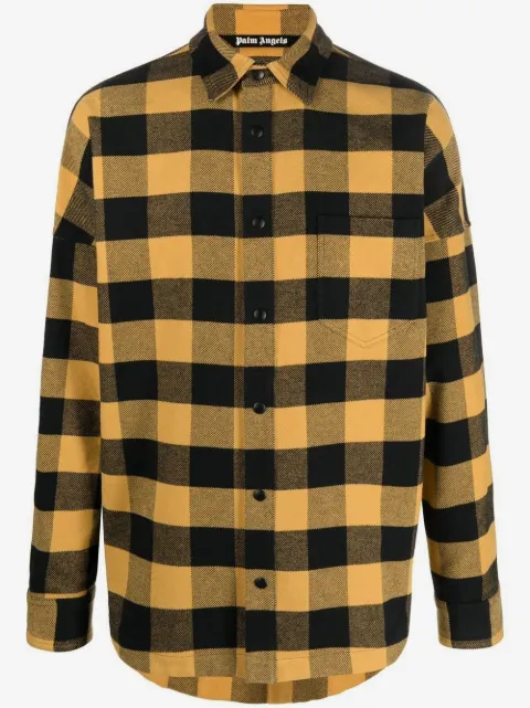 Palm Angels checked logo-print shirt