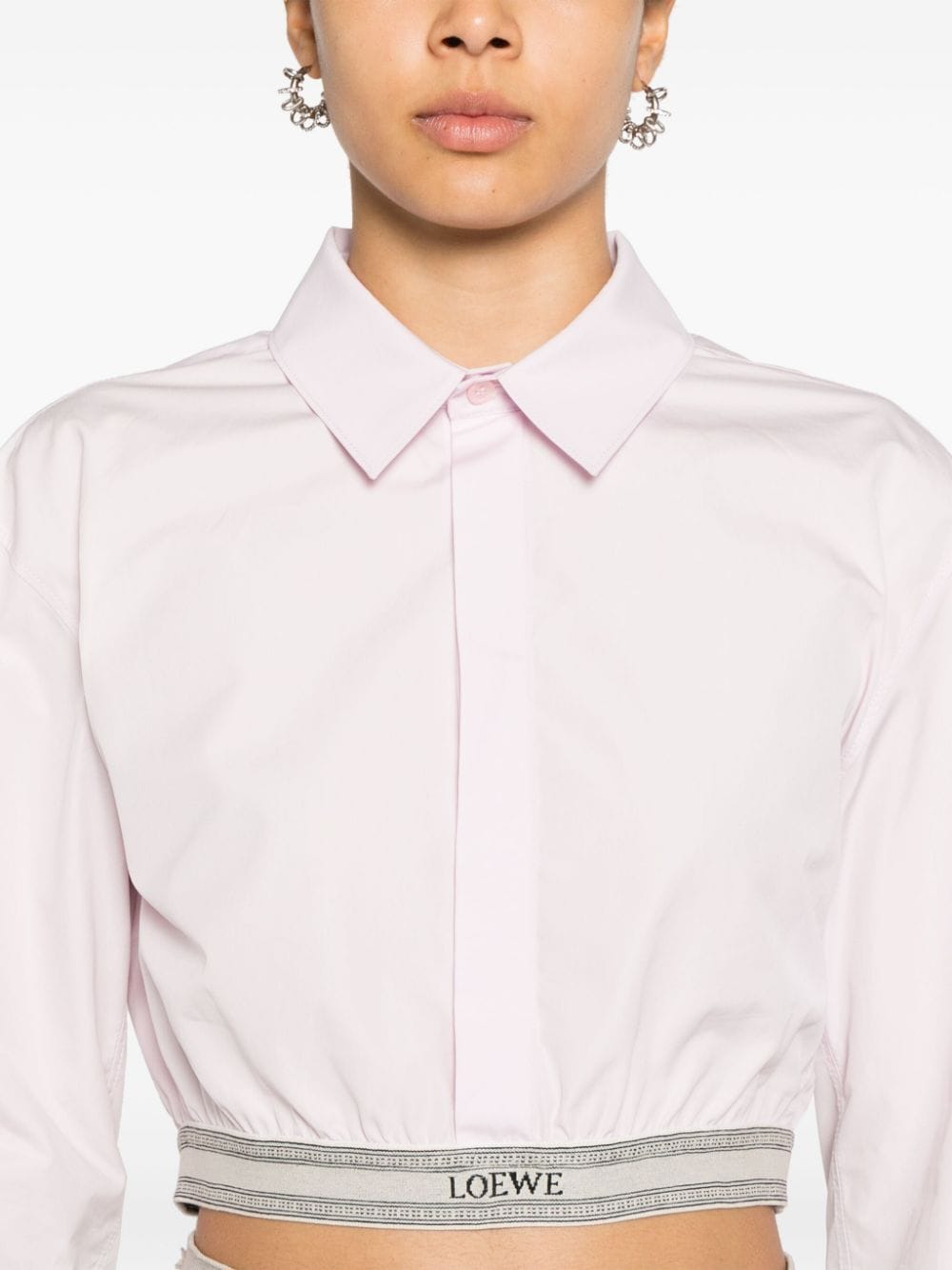 Shop Loewe Cropped Poplin Shirt In Pink