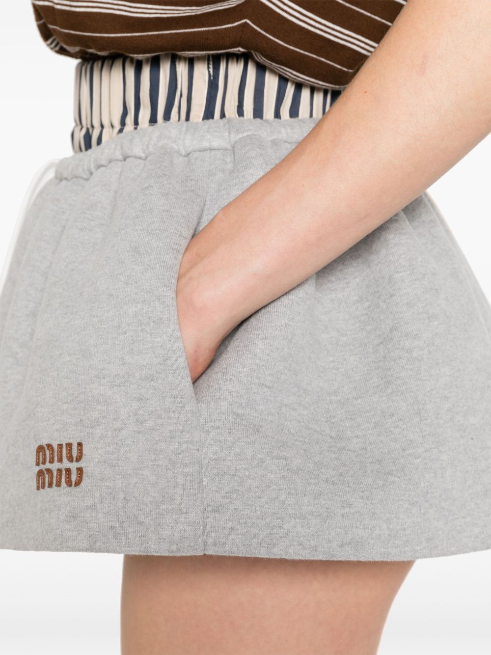 Cheap Miu Miu logo-patch cotton skirt Women