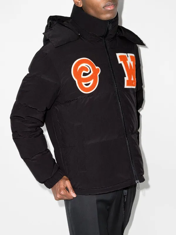 Off-White logo-patch Puffer Coat | Black | FARFETCH