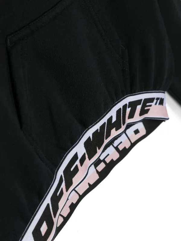 Off-White Kids logo-print Cropped Hoodie Black FARFETCH PH