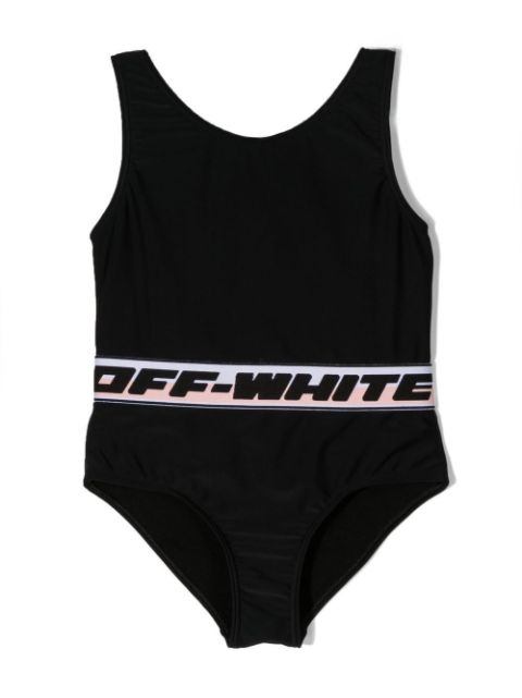 Off-White Kids logo-tape U-neck swimsuit
