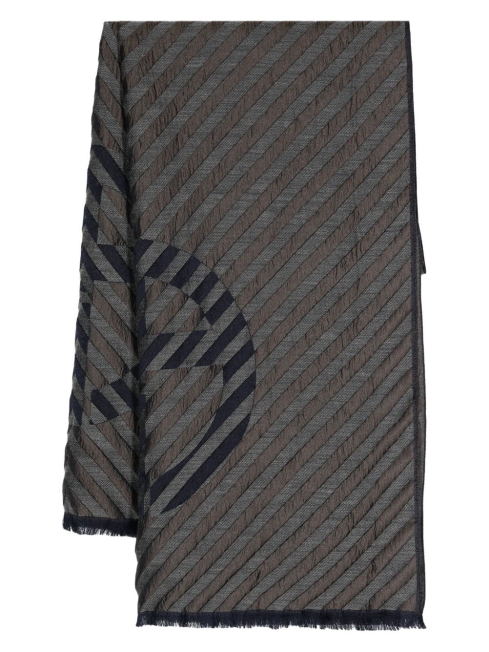 Shop Giorgio Armani Logo-detailed Scarf In Grey