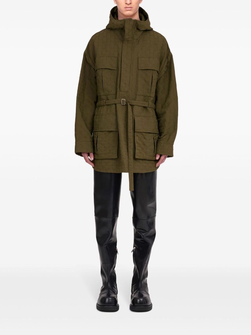 Shop Ferragamo -monogram Parka In Green