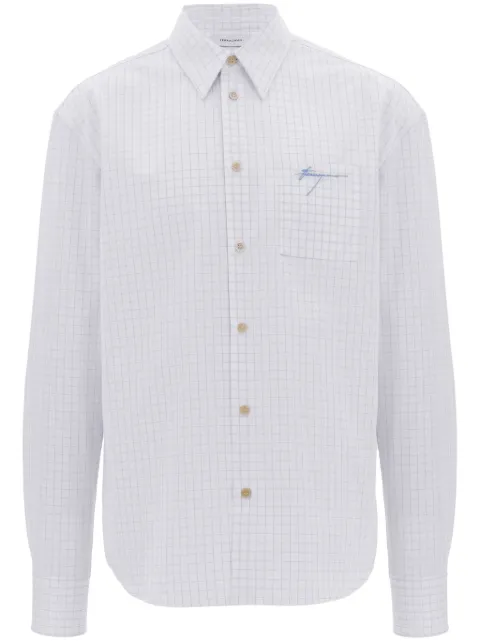 Ferragamo micro-check long-sleeve shirt