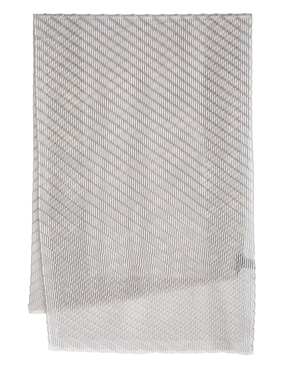 Shop Giorgio Armani Plissé Striped Scarf In Neutrals