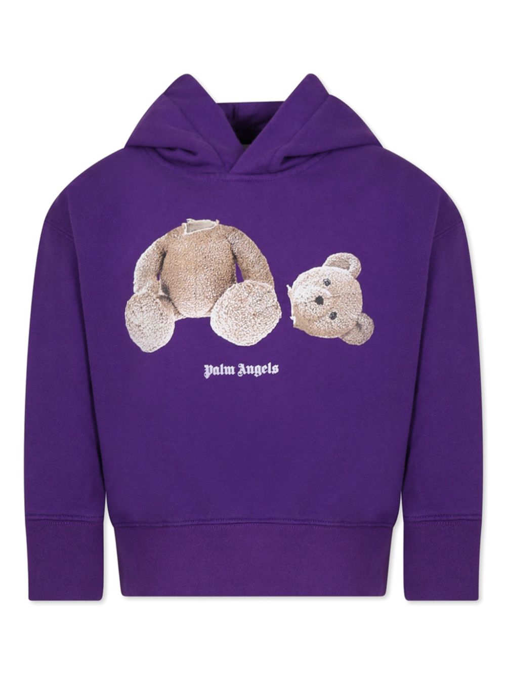 Palm Angels Kids bear-print cotton hoodie - Purple