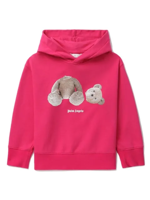 Palm Angels Kids Bear-print cotton hoodie
