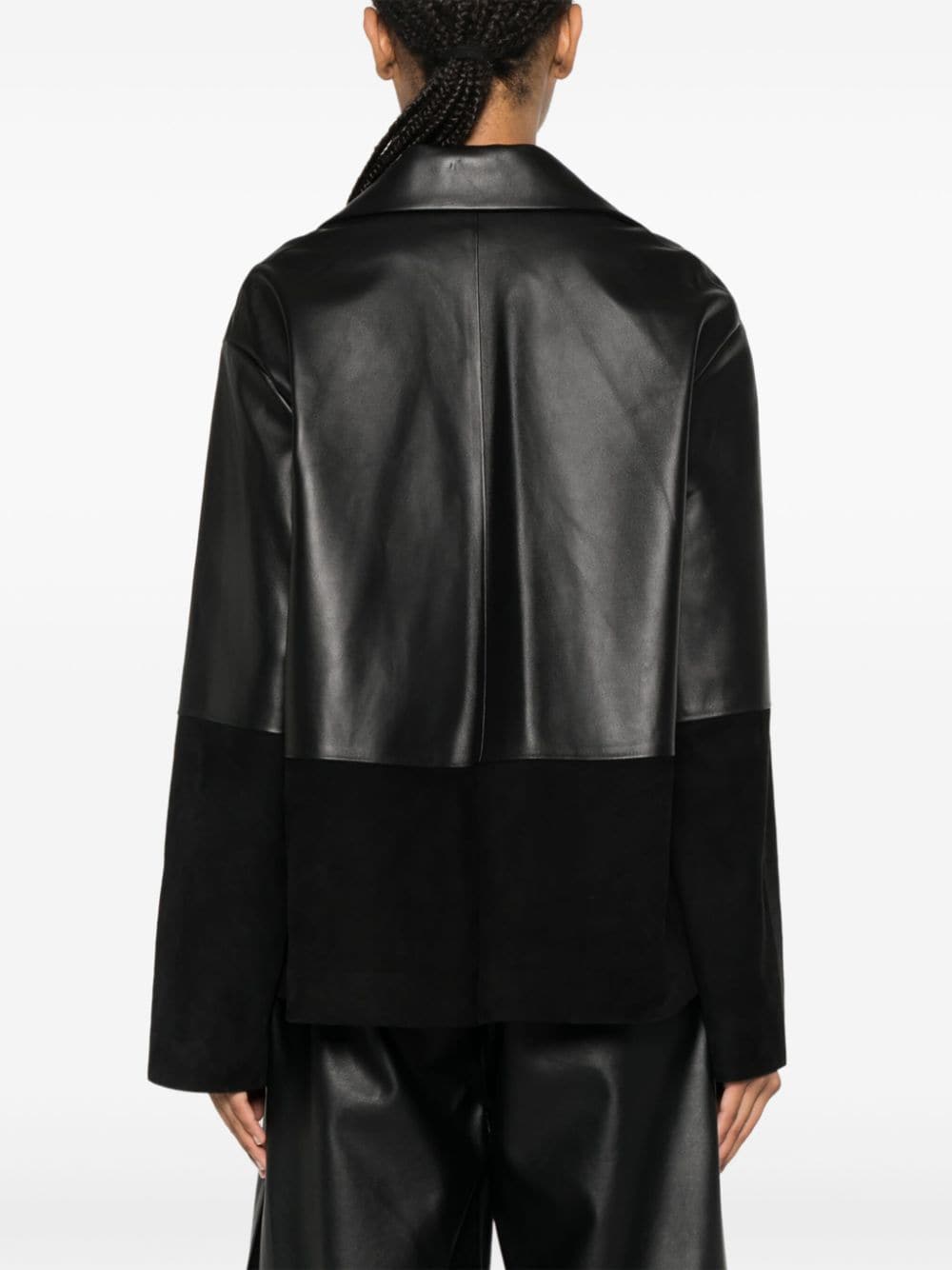 Shop Loewe Anagram-debossed Leather Blazer In Black