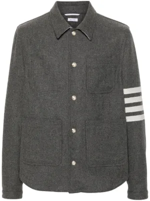 Thom Browne ミディアムグレー ウール スナップフロント 4BAR シャツ