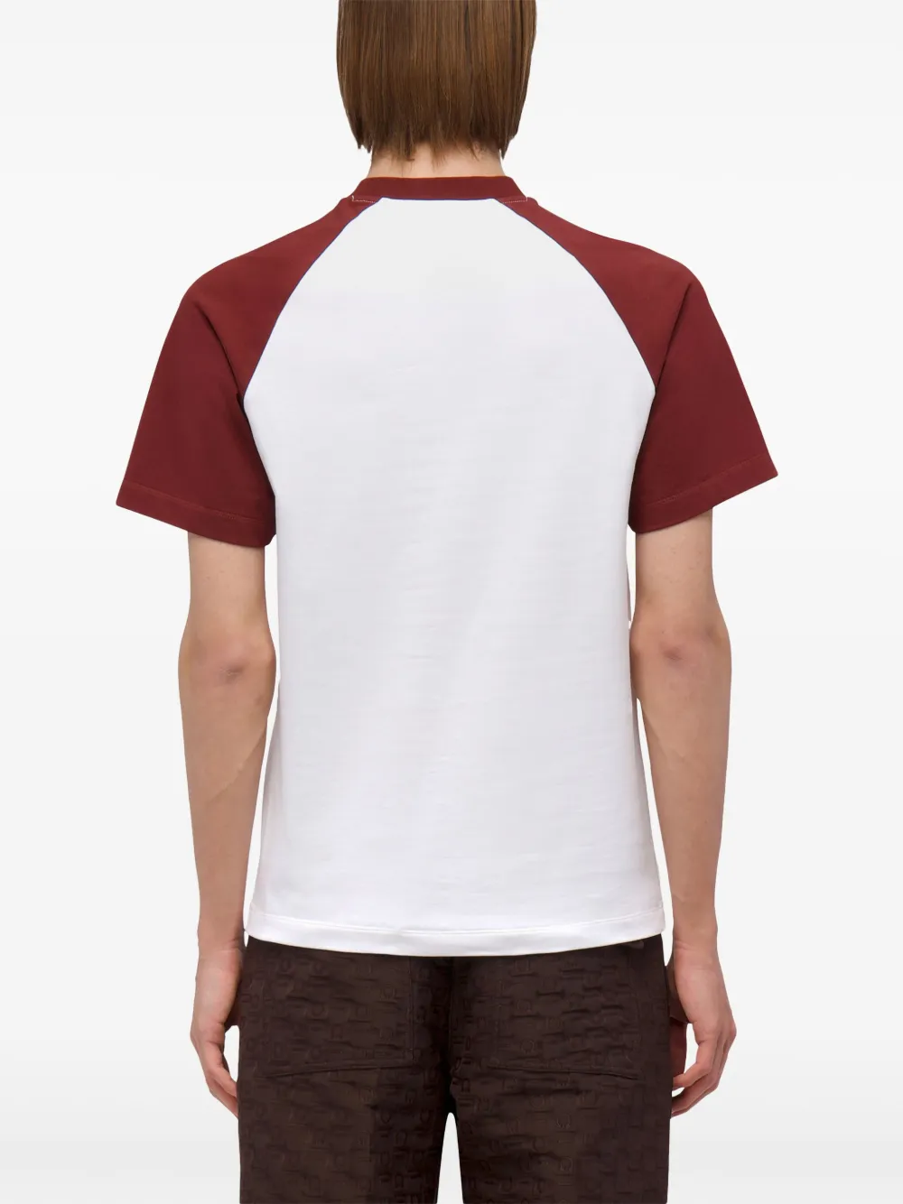 Ferragamo Flock Print Cotton T-shirt In White/bordeaux