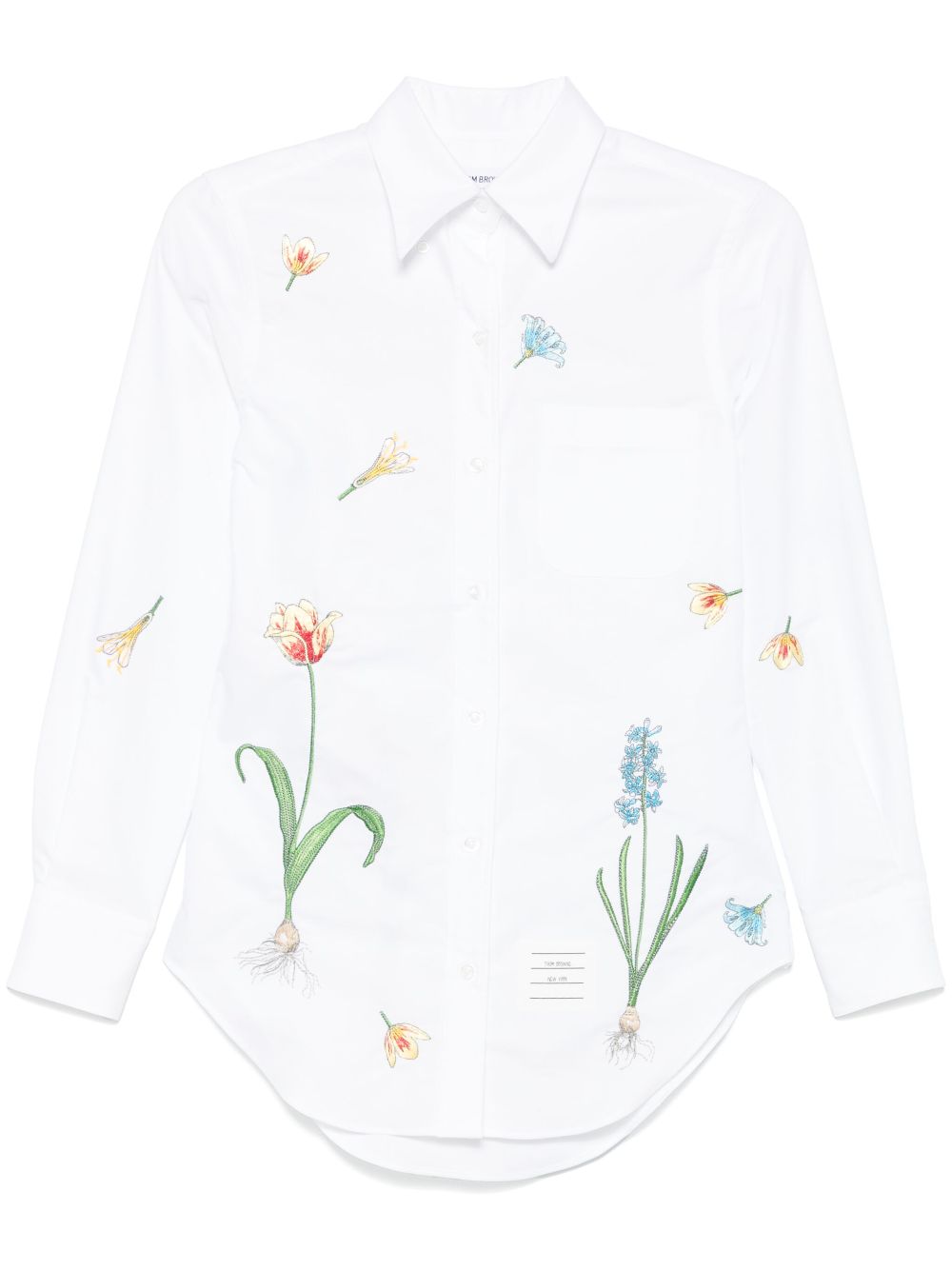 Thom Browne floral-embroidery cotton shirt - White