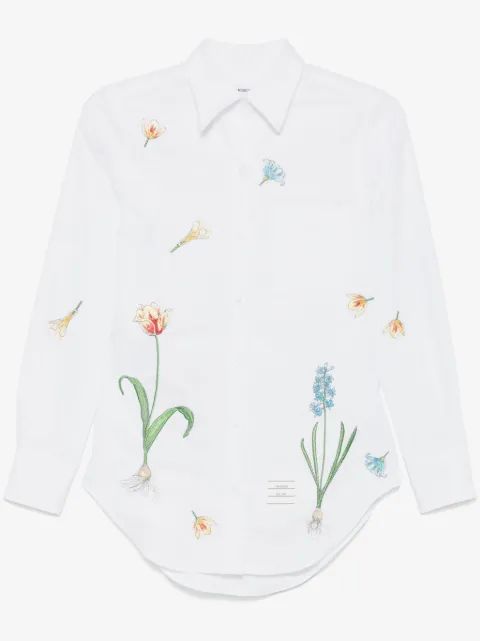 Thom Browne floral-embroidery cotton shirt