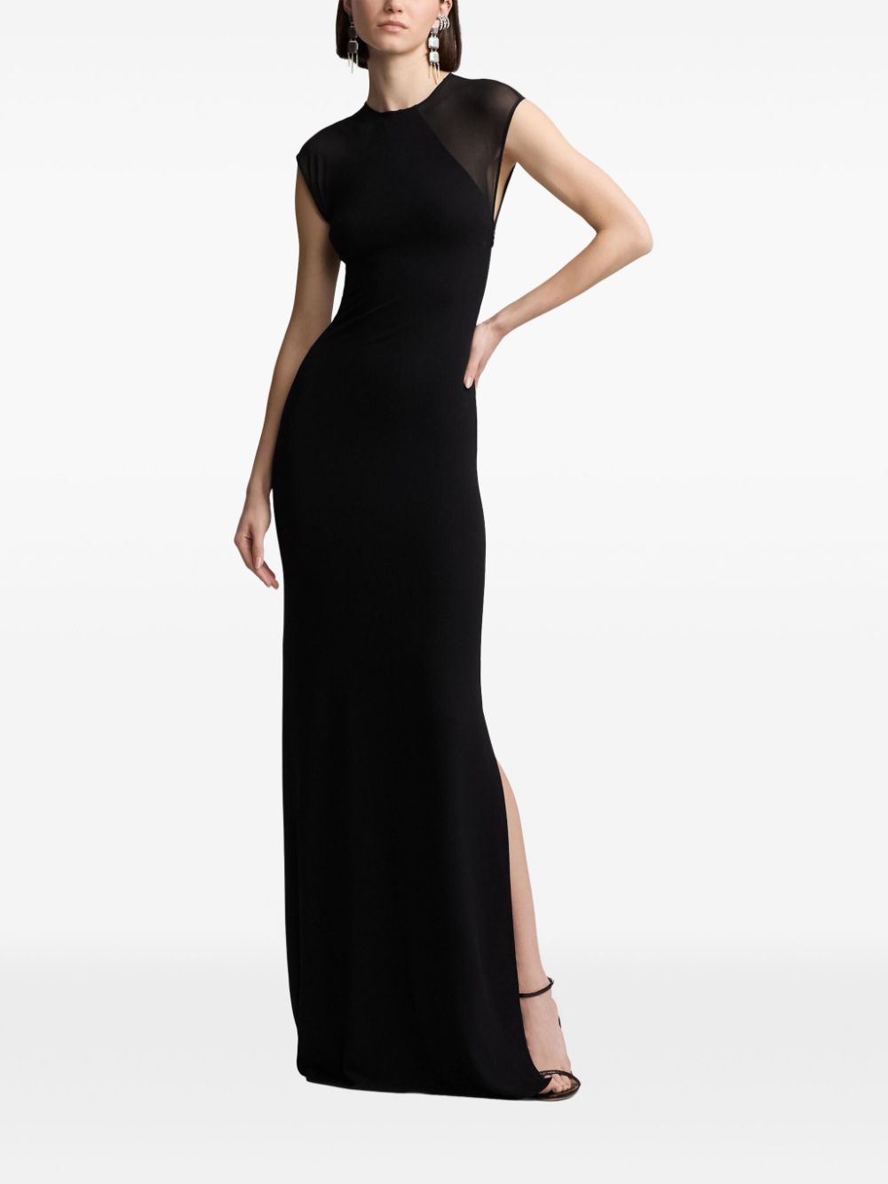 Ralph Lauren Collection Maxi-jurk met doorzichtig detail - Zwart