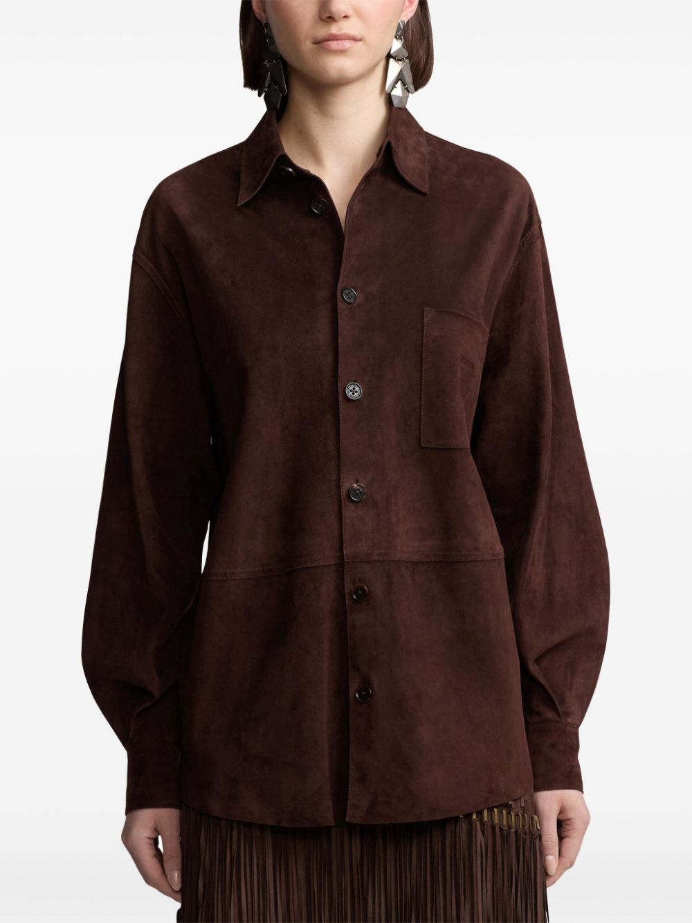 Shop Ralph Lauren Buttoned Long-sleeve Shirt In Brown