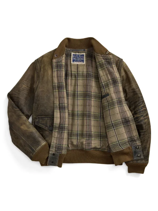 Ralph Lauren RRL Stanton Distressed Leather Jacket Brown FARFETCH OM