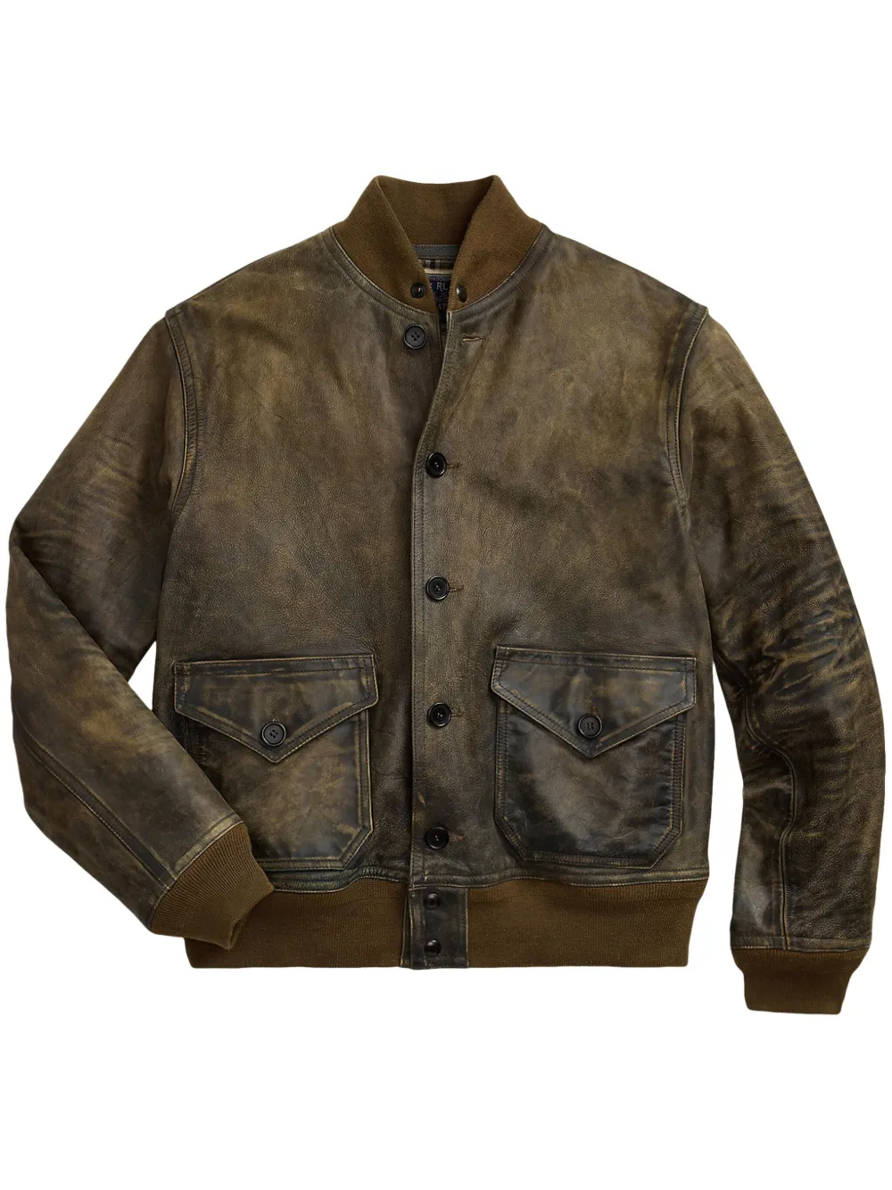 Image 1 of Ralph Lauren RRL Stanton Lederjacke im Distressed-Look