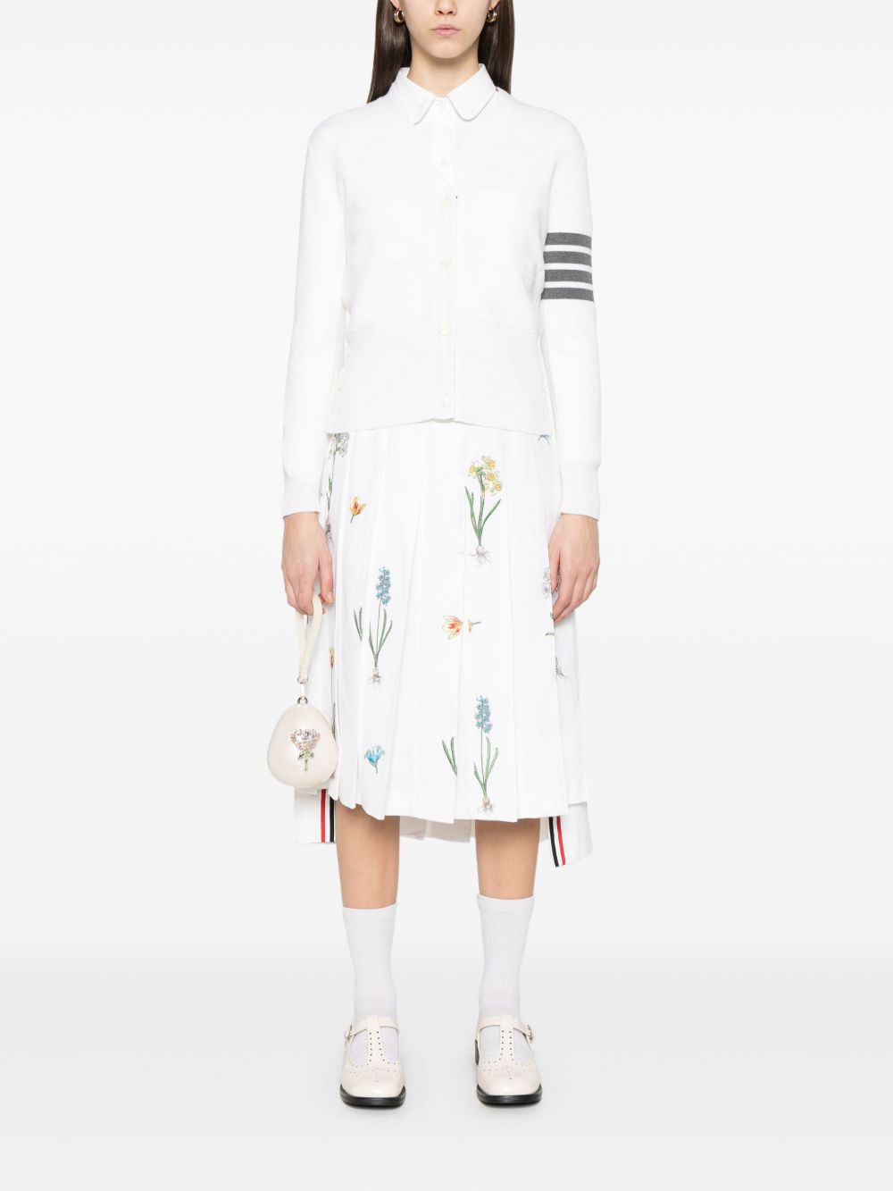 Thom Browne Midi-rok met geborduurde bloemen - Wit