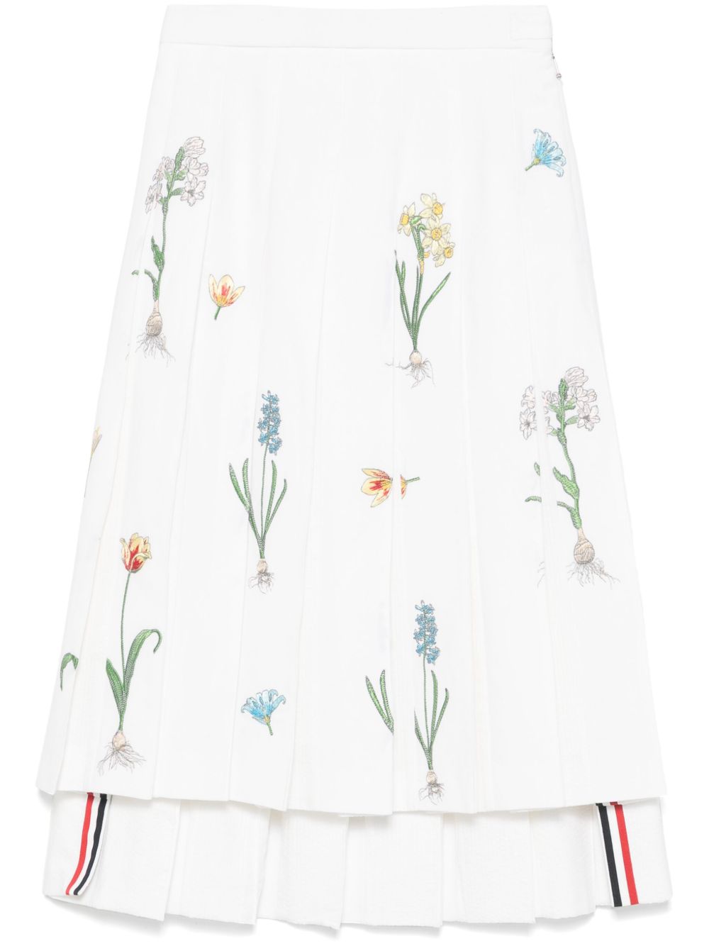 Thom Browne Midi-rok met geborduurde bloemen Wit