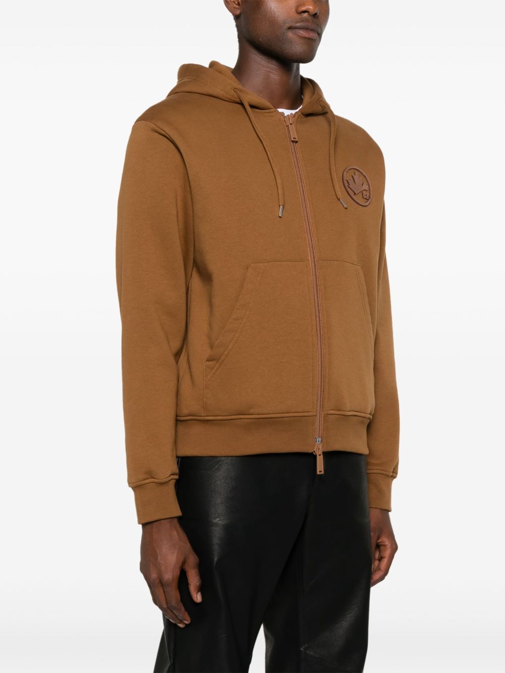 DSQUARED2 logo-flocked zip-up hoodie Men