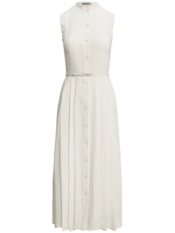 knee length dresses for ladies Pleated Bust Belted Midi Dress with Spaghetti Straps