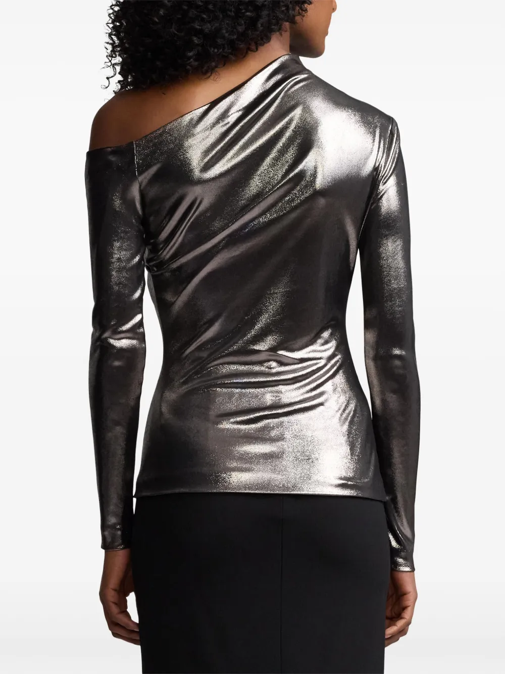 Ralph Lauren Collection Off-shoulder top met glanzend effect Zilver