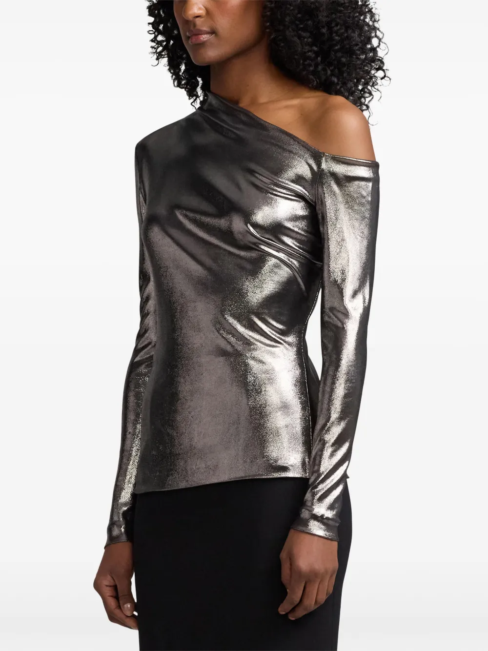 Ralph Lauren Collection Off-shoulder top met glanzend effect Zilver