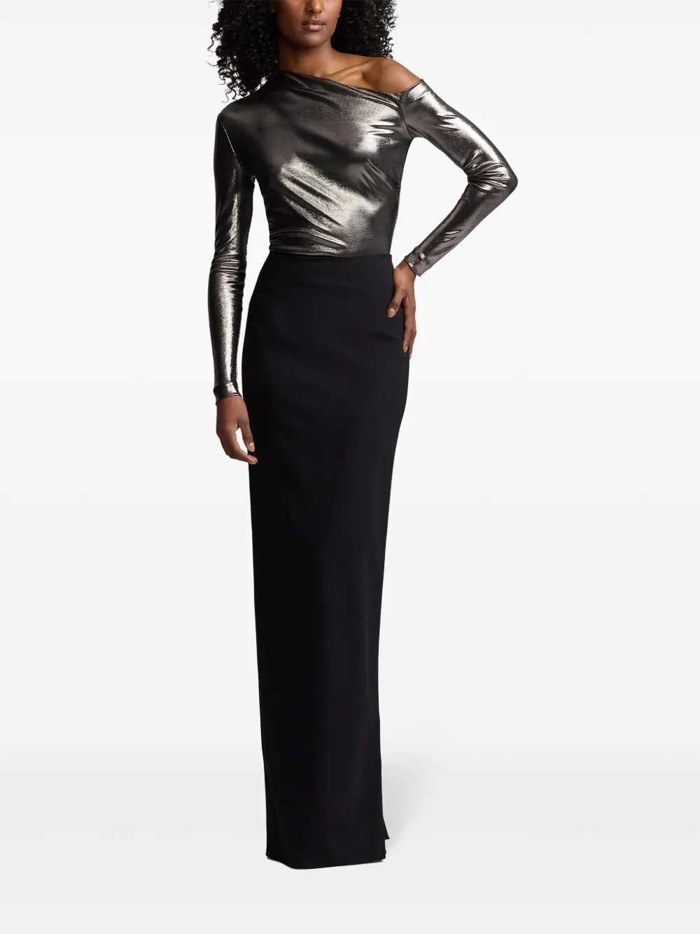 Ralph Lauren Collection Off-shoulder top met glanzend effect - Zilver