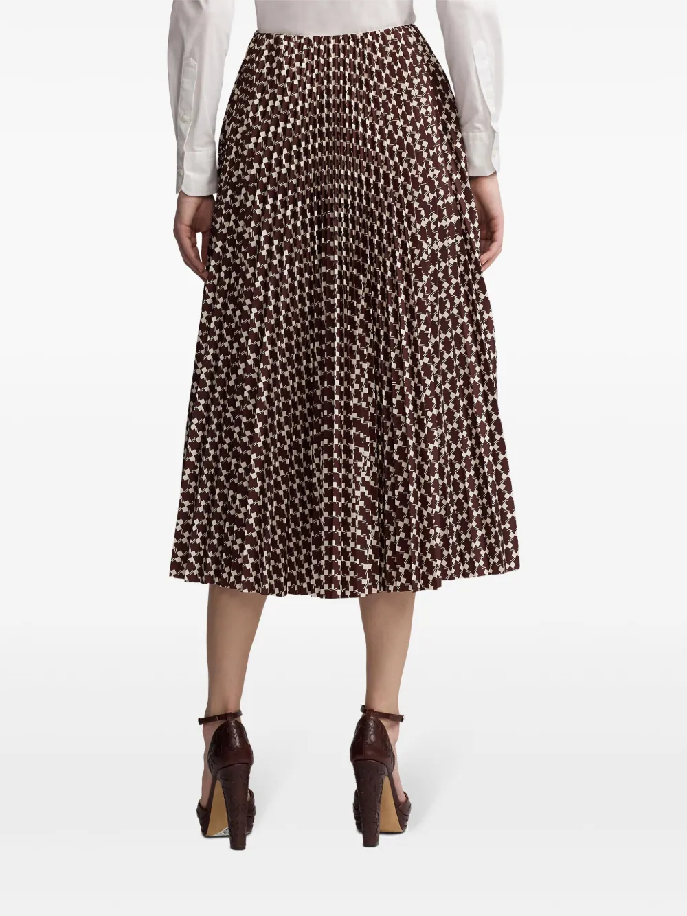 Ralph Lauren Collection Midi-rok met abstract patroon Bruin