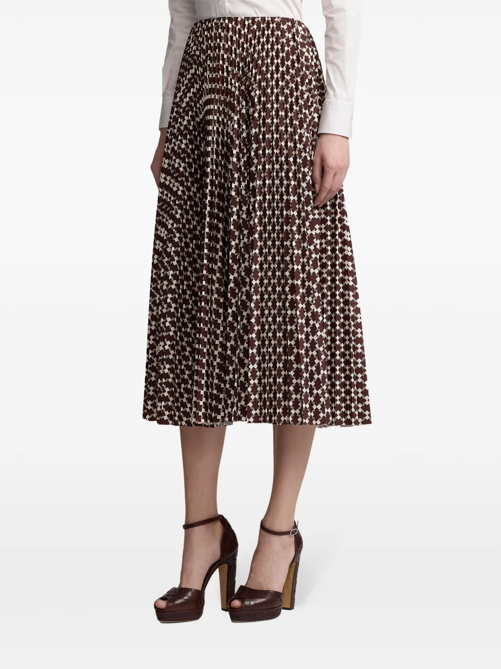Ralph Lauren Collection Midi-rok met abstract patroon Bruin