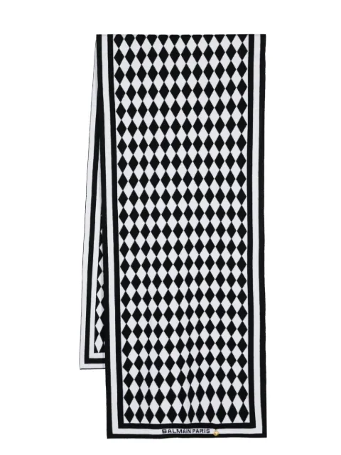 Balmain monogram-pattern merino scarf Women