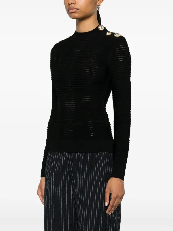 BALMAIN ブラック プルオーバー ニット 公式 ページ 新品 BALMAIN プル 