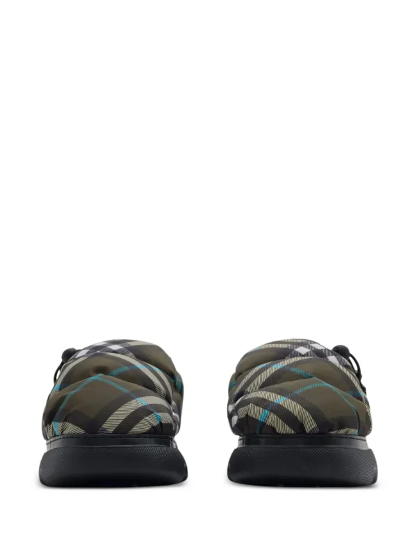 Burberry Check-print Pillow Mules | Green | FARFETCH SG