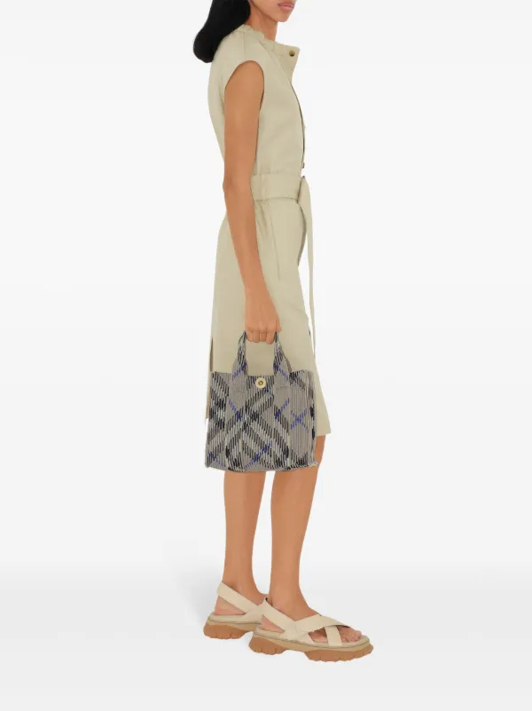 Burberry Mini Check Knitted Tote Bag | Grey | FARFETCH