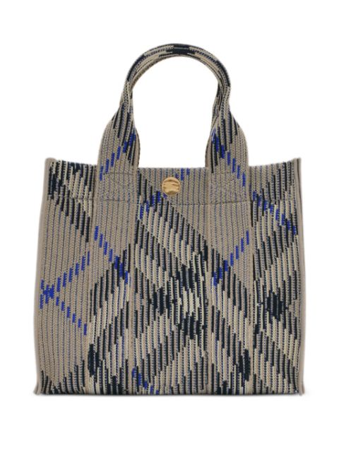 Burberry mini check knitted tote bag Women