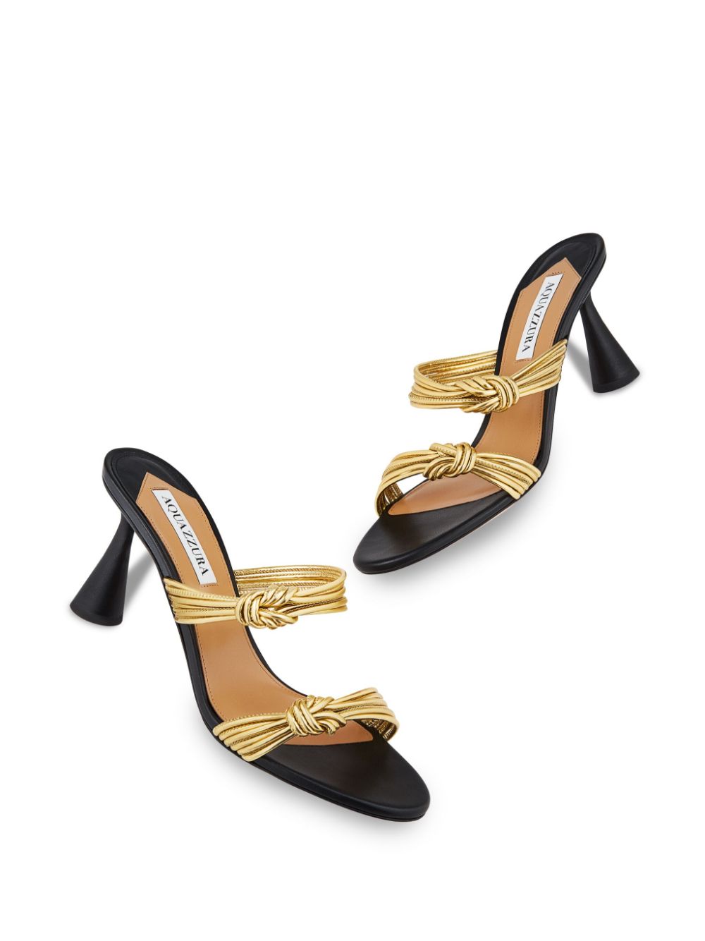 Aquazzura 75mm Noodle muiltjes Goud