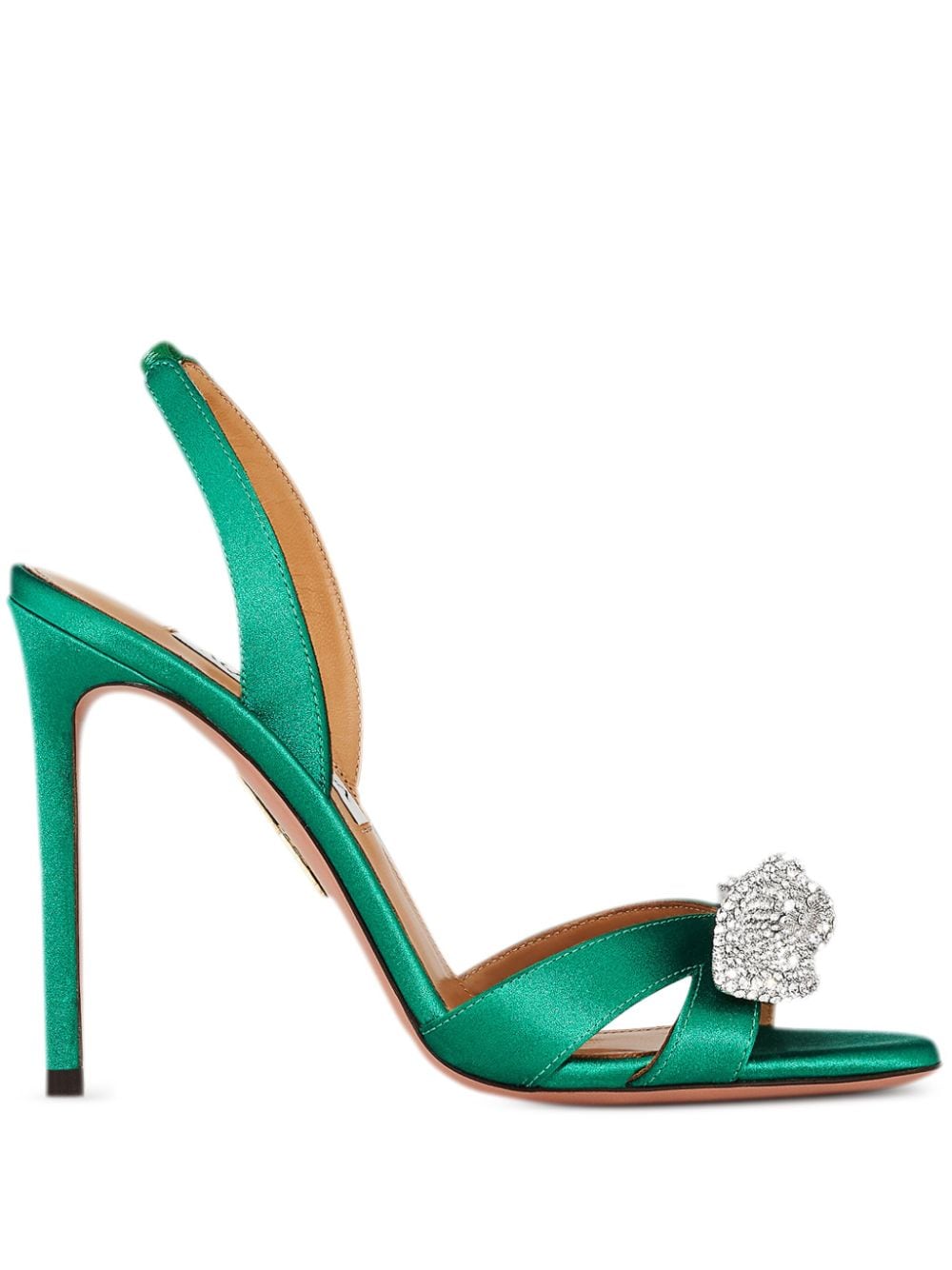 Aquazzura 105mm Very Bow Tie kristallen sandalen Groen