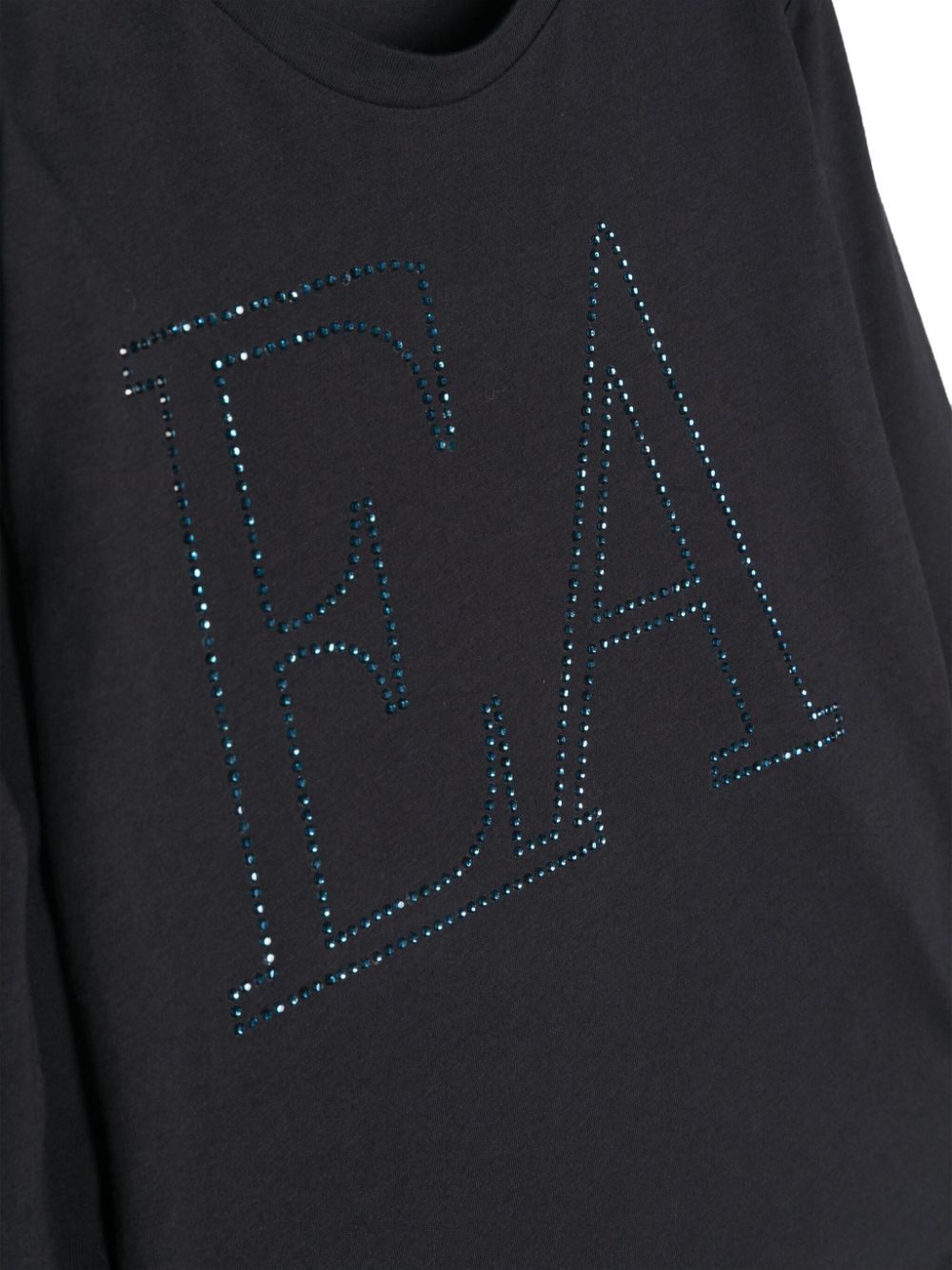 Shop Emporio Armani Rhinestone-embellished Cotton T-shirt In Blau