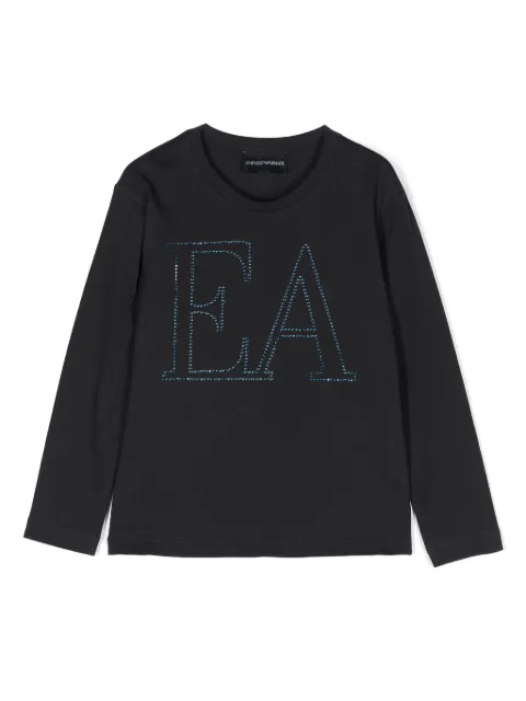 Emporio Armani Kids rhinestone-embellished cotton T-shirt