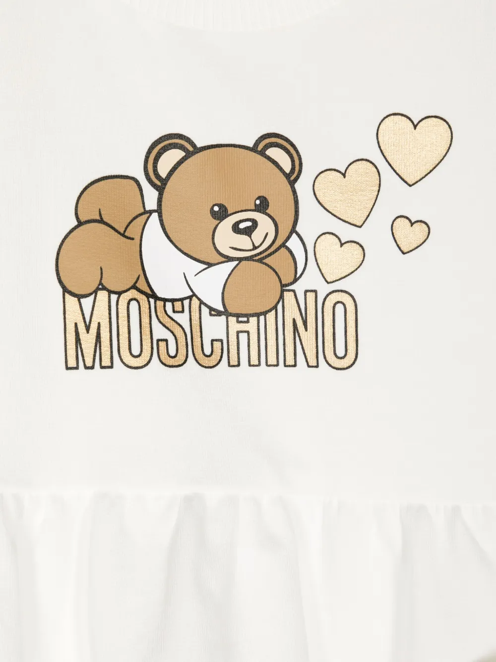 Moschino Kids Jurk met teddybeerprint Beige