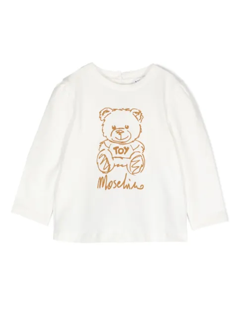 Moschino Kids تيشيرت قطن بأبليكة شعار الماركة