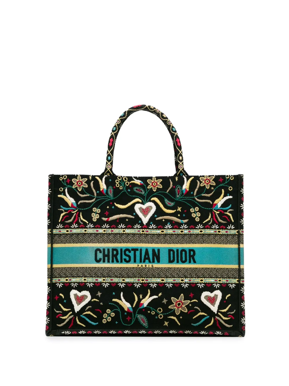 Christian Dior Pre-Owned 2018 Large Embroidered Book tote bag – Black