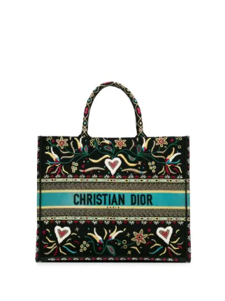 Christian Dior Pre Owned 2018 Large Embroidered Book Tote Bag Black FARFETCH KW