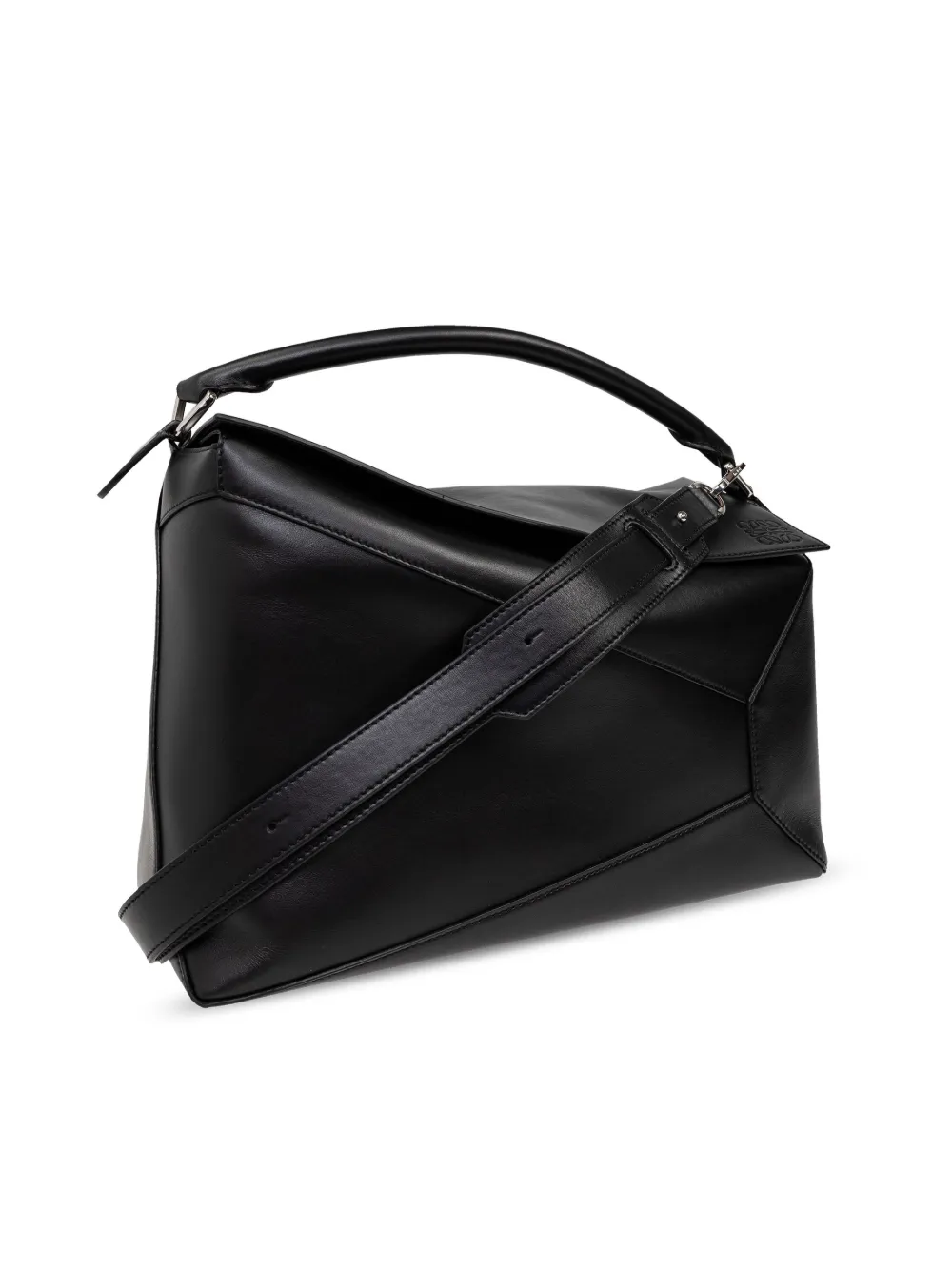 LOEWE Grote Puzzl Edge leren schoudertas Zwart