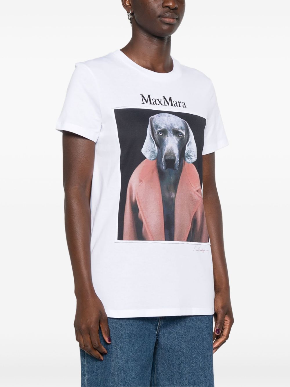 Shop Max Mara Cipria Dog-print T-shirt In White